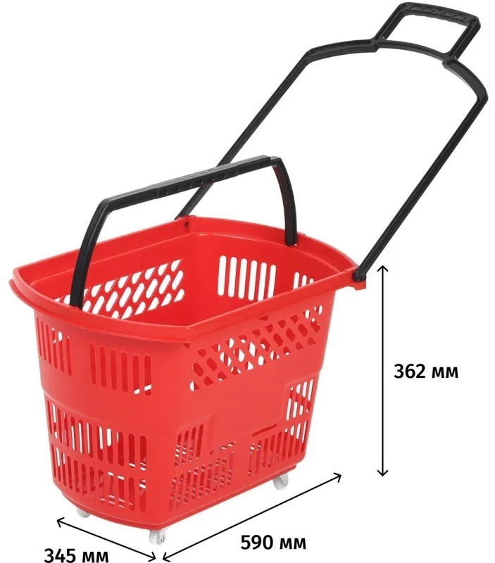 Корзина-тележка REK_Комус Мебель B35C.ECO.RD.BL 35л красн. с чер.руч
