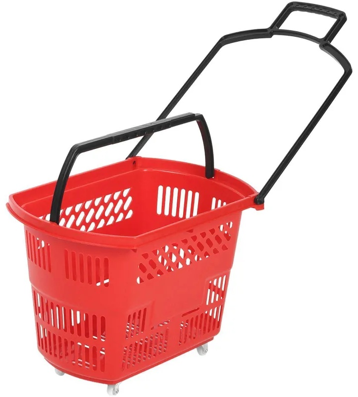 Корзина-тележка REK_Комус Мебель B35C.ECO.RD.BL 35л красн. с чер.руч