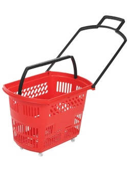 Корзина-тележка REK_Комус Мебель B35C.ECO.RD.BL 35л красн. с чер.руч