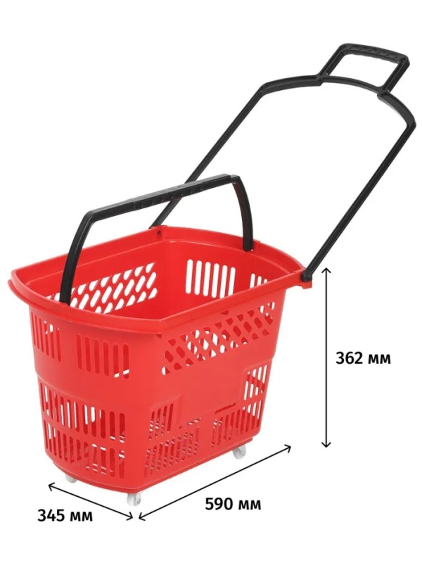Корзина-тележка REK_Комус Мебель B35C.ECO.RD.BL 35л красн. с чер.руч