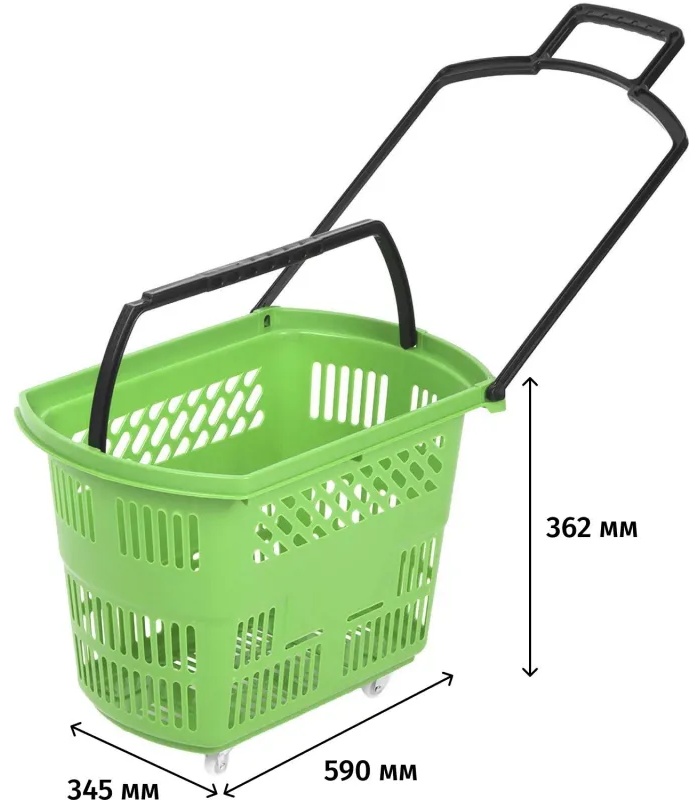 Корзина-тележка REK_Комус Мебель B35C.ECO.GR.BL 35л зелен. с чер.руч