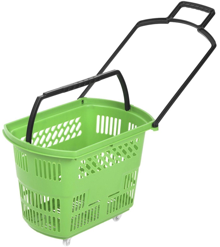 Корзина-тележка REK_Комус Мебель B35C.ECO.GR.BL 35л зелен. с чер.руч