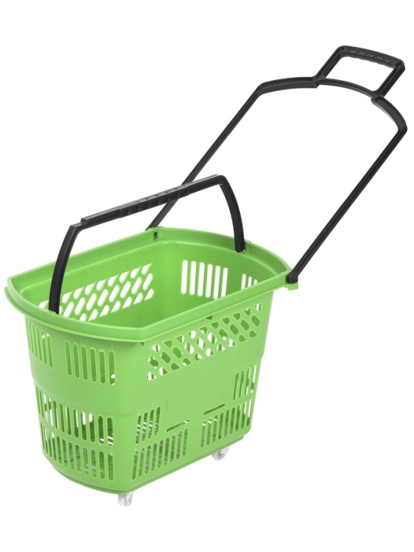 Корзина-тележка REK_Комус Мебель B35C.ECO.GR.BL 35л зелен. с чер.руч