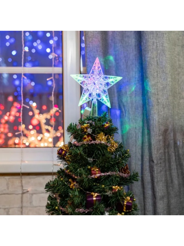 Фигура светодиодная Звезда на елку цвет: RGB, 10 LED, 17 см, 230В, 501-002