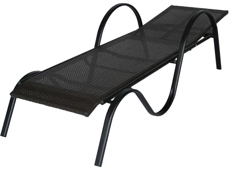 Лежак BELK_ Барселона ротанг каркас черный, искусственный ротанг коричневый