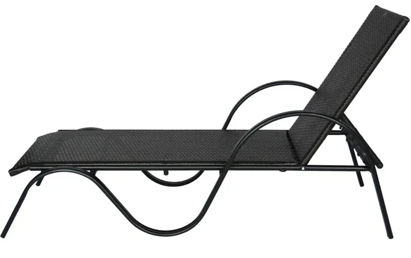 Лежак BELK_ Барселона ротанг каркас черный, искусственный ротанг коричневый