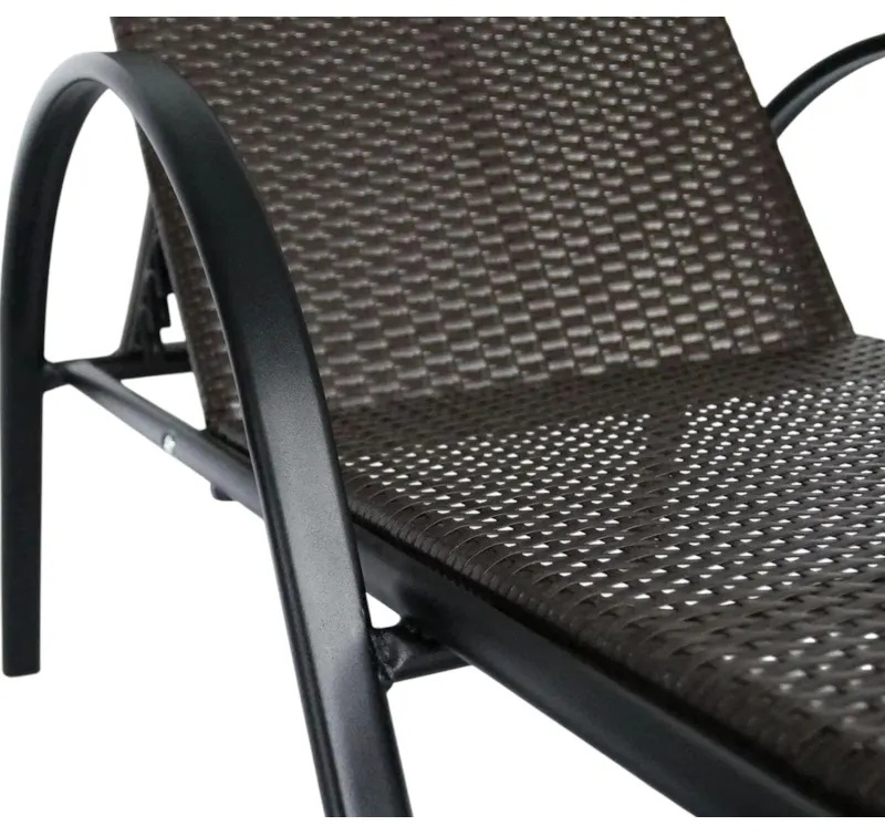 Лежак BELK_ Барселона ротанг каркас черный, искусственный ротанг коричневый