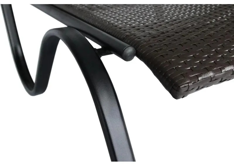 Лежак BELK_ Барселона ротанг каркас черный, искусственный ротанг коричневый