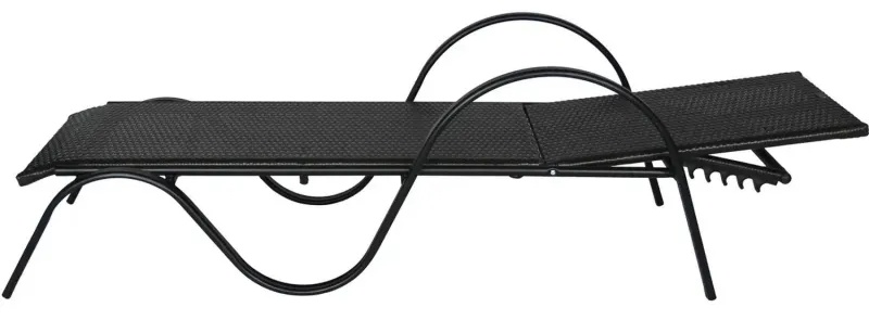 Лежак BELK_ Барселона ротанг каркас черный, искусственный ротанг коричневый