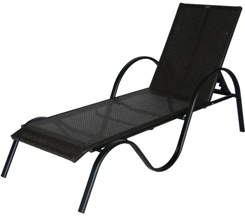 Лежак BELK_ Барселона ротанг каркас черный, искусственный ротанг коричневый