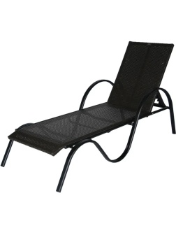 Лежак BELK_ Барселона ротанг каркас черный, искусственный ротанг коричневый