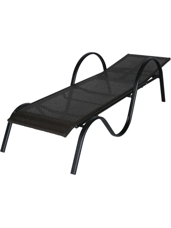 Лежак BELK_ Барселона ротанг каркас черный, искусственный ротанг коричневый