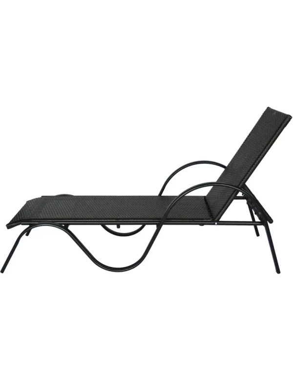 Лежак BELK_ Барселона ротанг каркас черный, искусственный ротанг коричневый