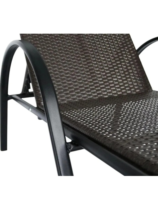 Лежак BELK_ Барселона ротанг каркас черный, искусственный ротанг коричневый