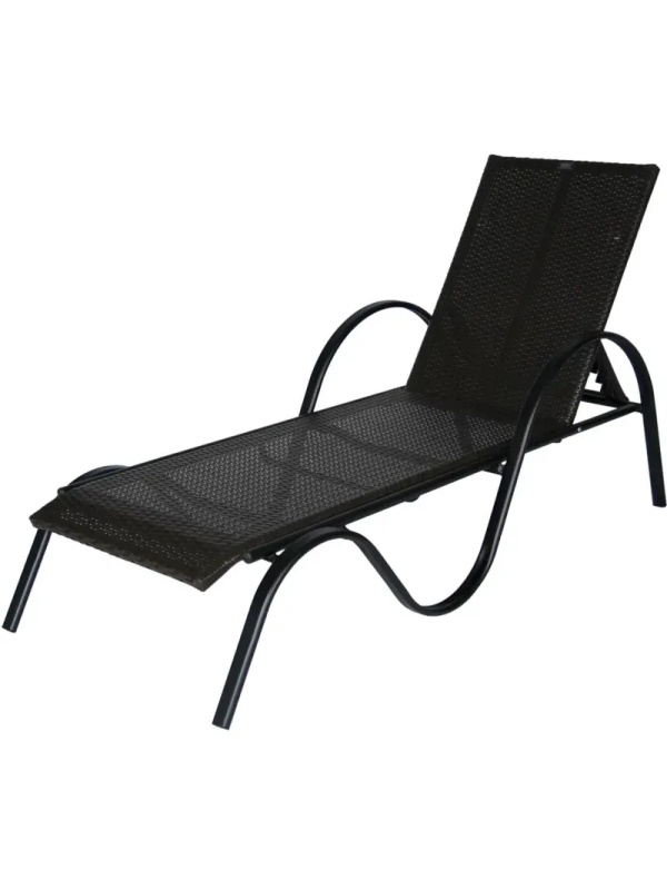 Лежак BELK_ Барселона ротанг каркас черный, искусственный ротанг коричневый