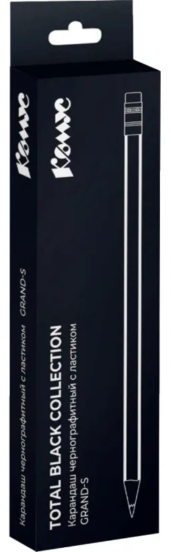 Карандаш чернографитный Комус Grand-S НВ черн.дерево, 3гран заточ, черн