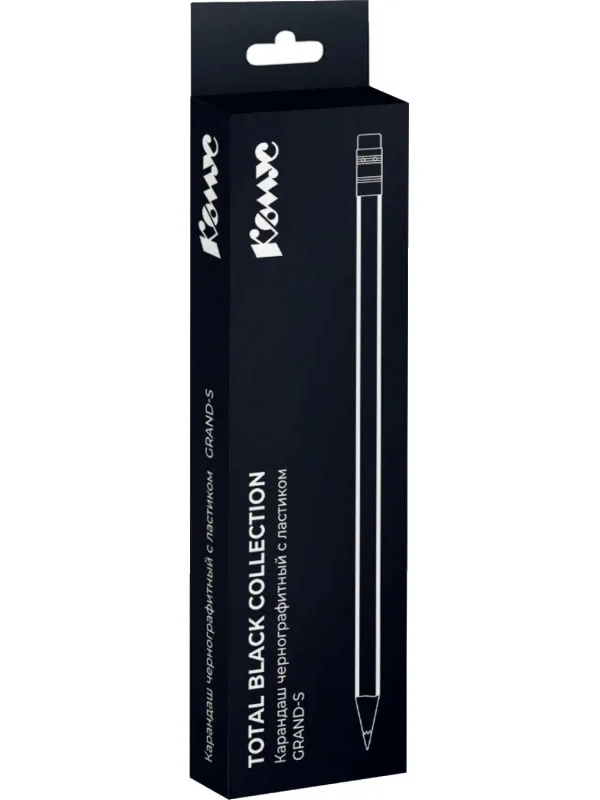 Карандаш чернографитный Комус Grand-S НВ черн.дерево, 3гран заточ, черн