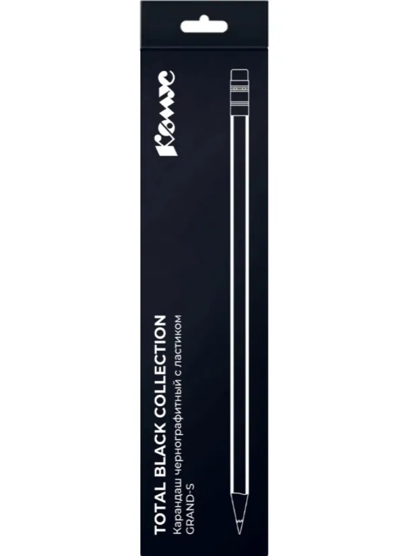 Карандаш чернографитный Комус Grand-S НВ черн.дерево, 3гран заточ, черн