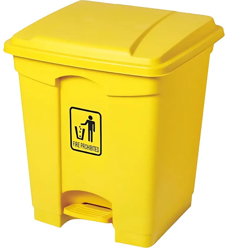 Контейнер для отходов на 45л. с крышкой и педалью желтый