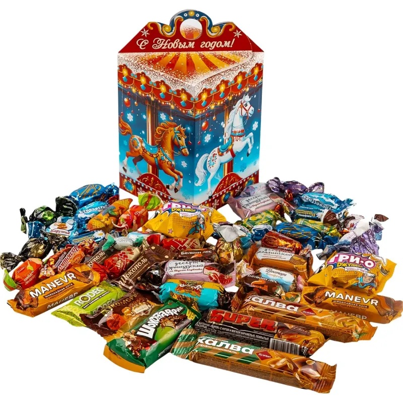 Новогодний сладкий подарок 'Праздничная карусель' 900 грамм, А25143
