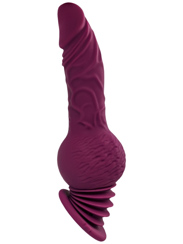 Фиолетовая мини-машина для секса Striker с пультом ДУ - 23,5 см.