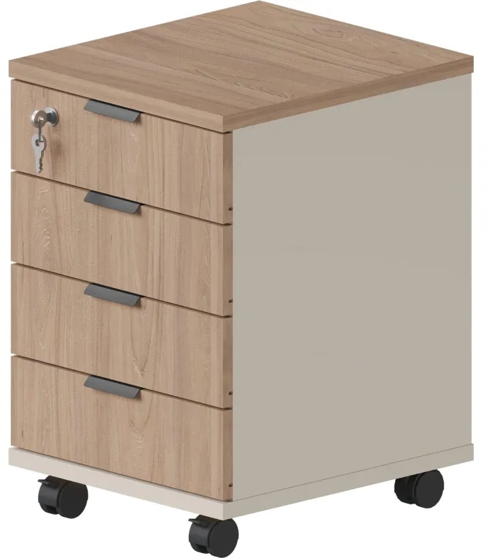 Тумба мобильная Комус Мебель Easy One 4 ящ. подкатн. Вяз Шв/Кшм (250555)