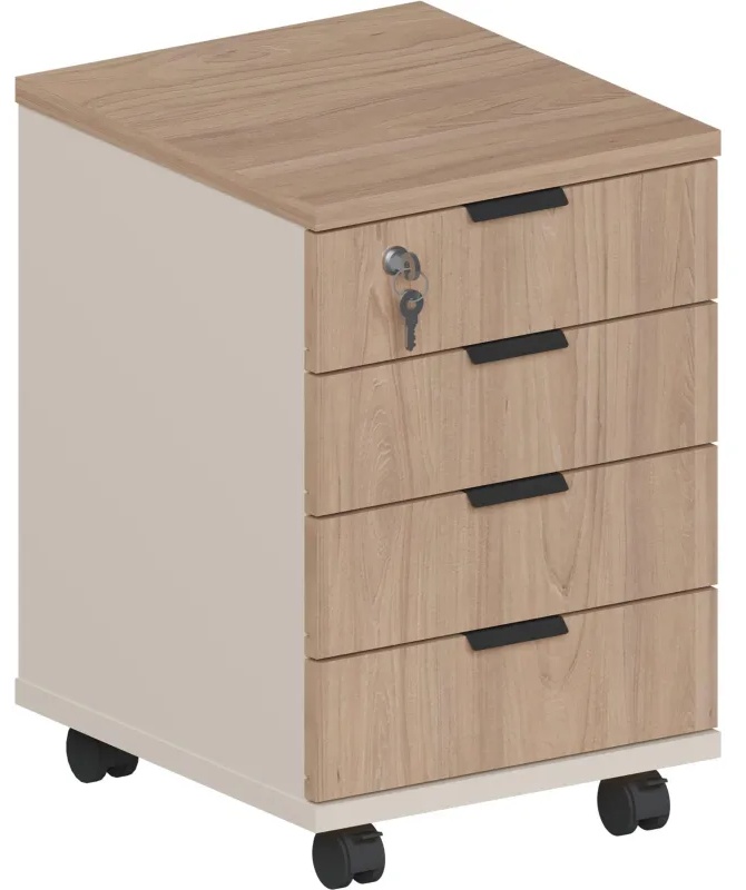 Тумба мобильная Комус Мебель Easy One 4 ящ. подкатн. Вяз Шв/Кшм (250555)