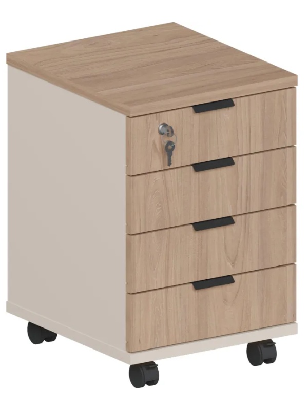 Тумба мобильная Комус Мебель Easy One 4 ящ. подкатн. Вяз Шв/Кшм (250555)