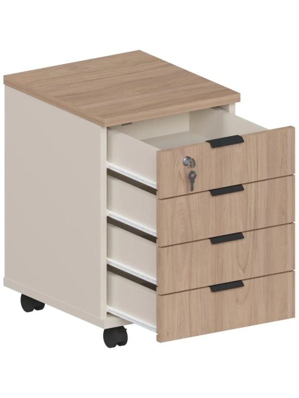 Тумба мобильная Комус Мебель Easy One 4 ящ. подкатн. Вяз Шв/Кшм (250555)