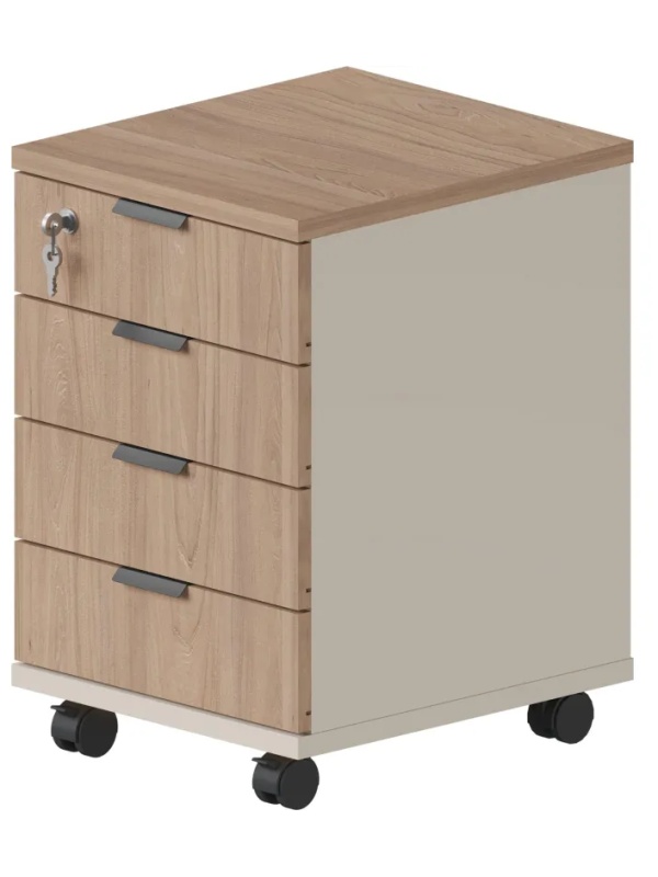Тумба мобильная Комус Мебель Easy One 4 ящ. подкатн. Вяз Шв/Кшм (250555)