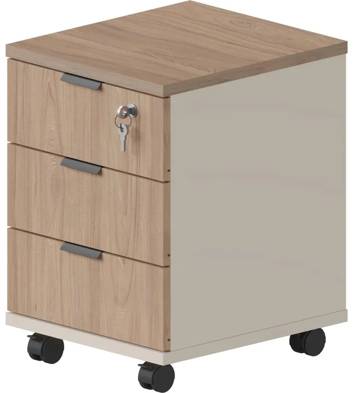 Тумба мобильная Комус Мебель Easy One 3ящ подкатн. Вяз Шв/Кшм (250317)