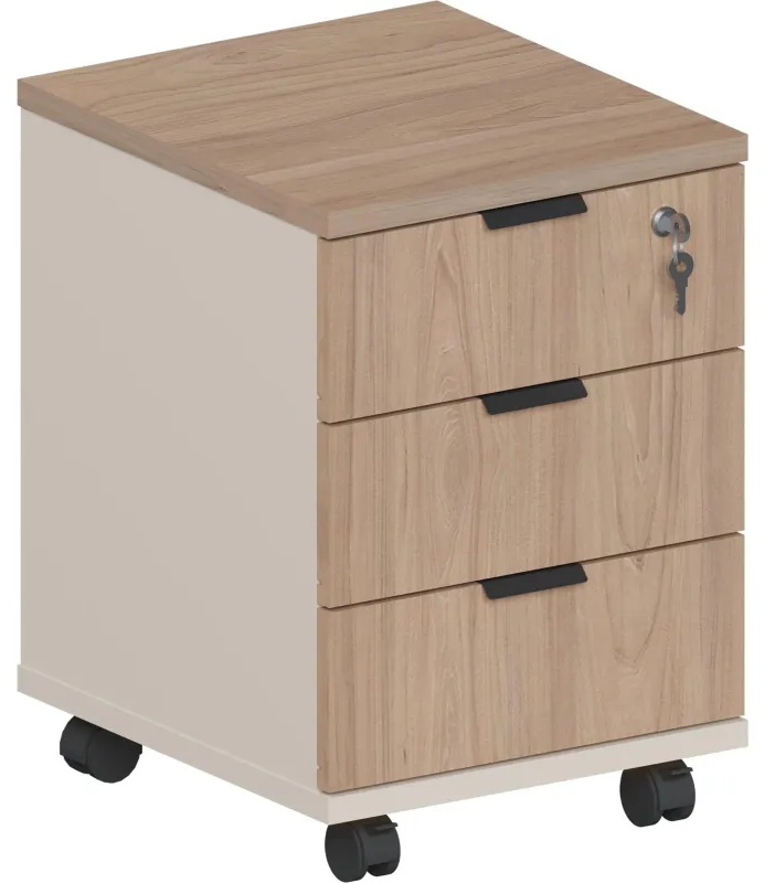 Тумба мобильная Комус Мебель Easy One 3ящ подкатн. Вяз Шв/Кшм (250317)