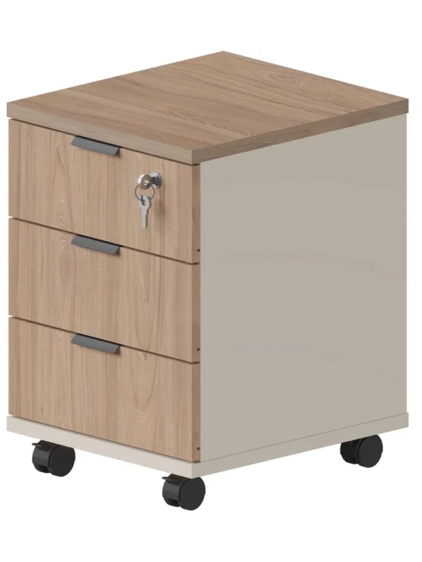 Тумба мобильная Комус Мебель Easy One 3ящ подкатн. Вяз Шв/Кшм (250317)