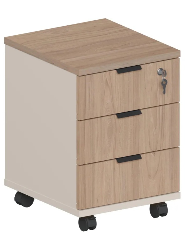 Тумба мобильная Комус Мебель Easy One 3ящ подкатн. Вяз Шв/Кшм (250317)