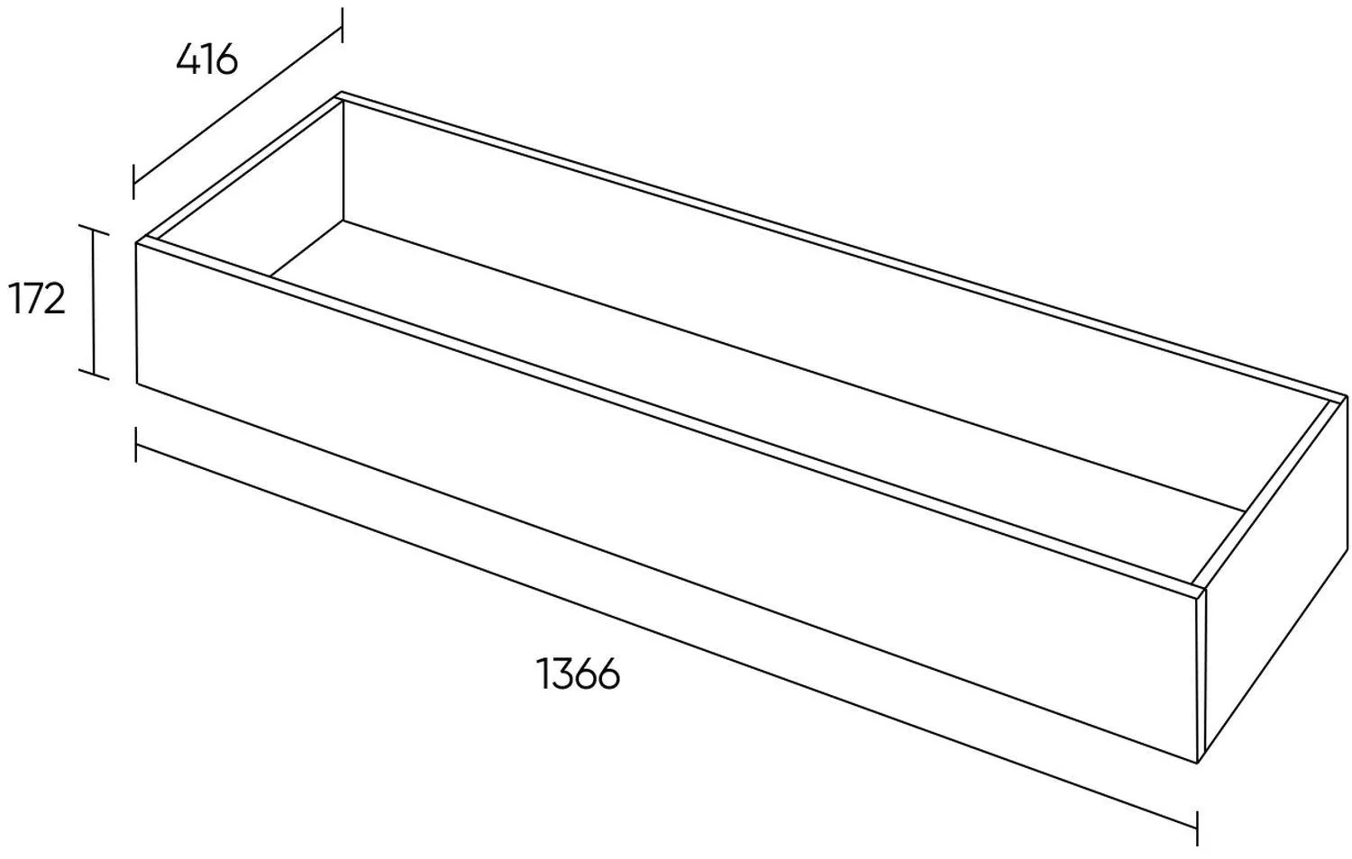 Топ K-loft ящик кашпо для тумбы 241H001 1370х416х752 графит
