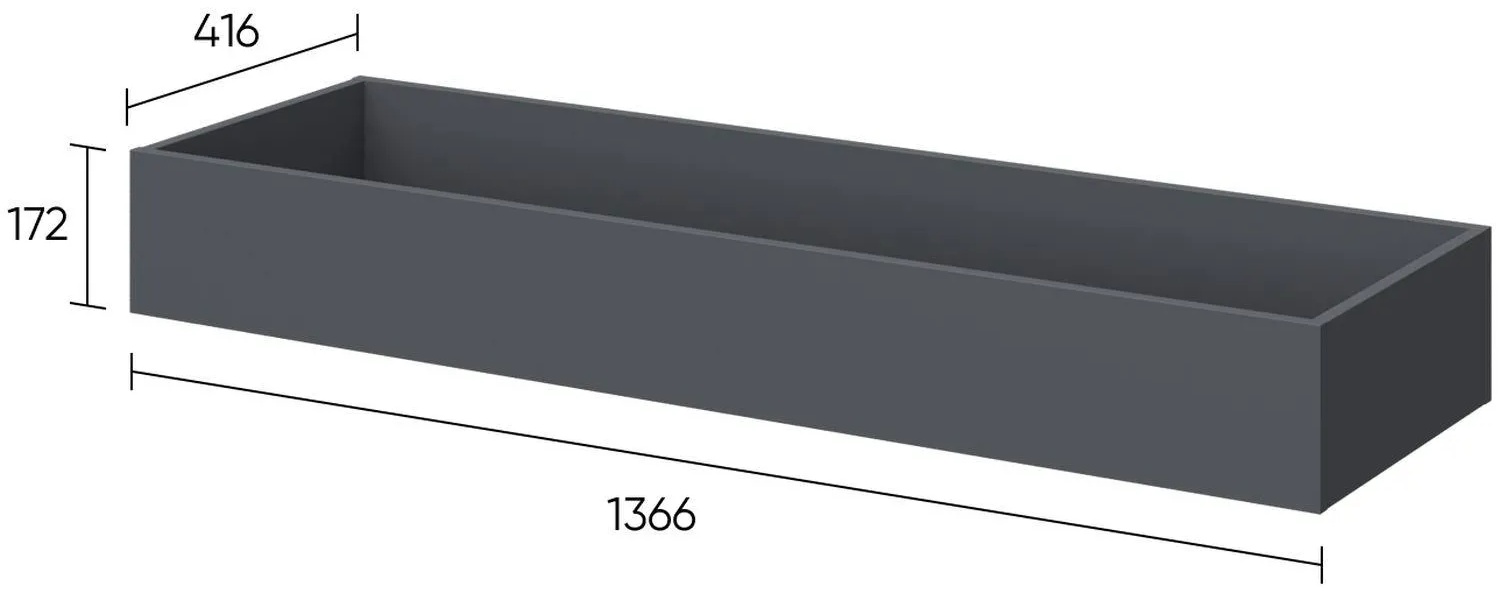Топ K-loft ящик кашпо для тумбы 241H001 1370х416х752 графит