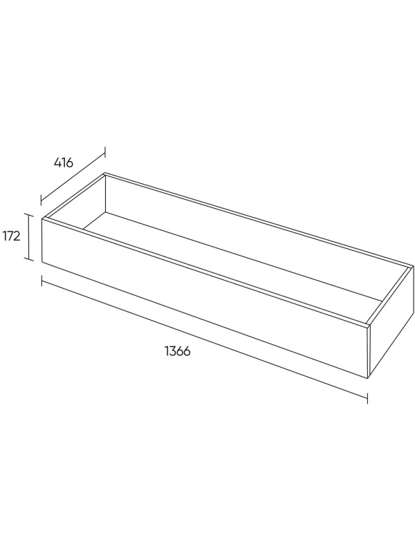 Топ K-loft ящик кашпо для тумбы 241H001 1370х416х752 графит
