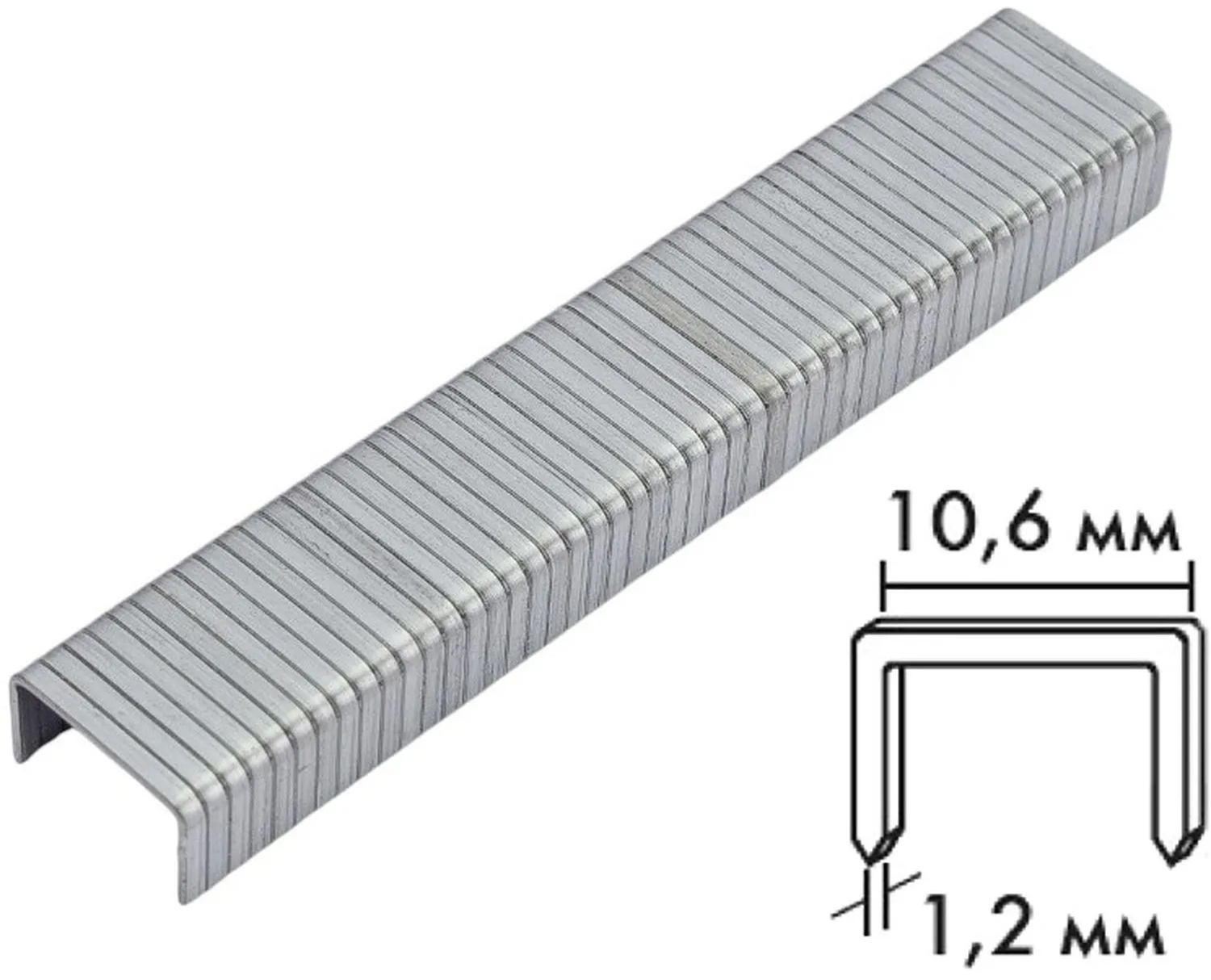 Скобы для степлера БИБЕР 85821 прямоугольные, тип 140, 6 мм (1000 шт.)