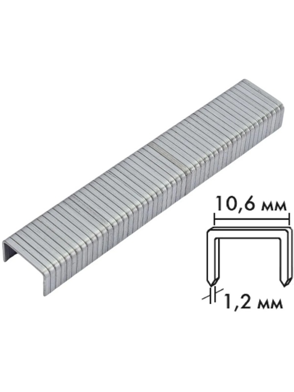 Скобы для степлера БИБЕР 85821 прямоугольные, тип 140, 6 мм (1000 шт.)