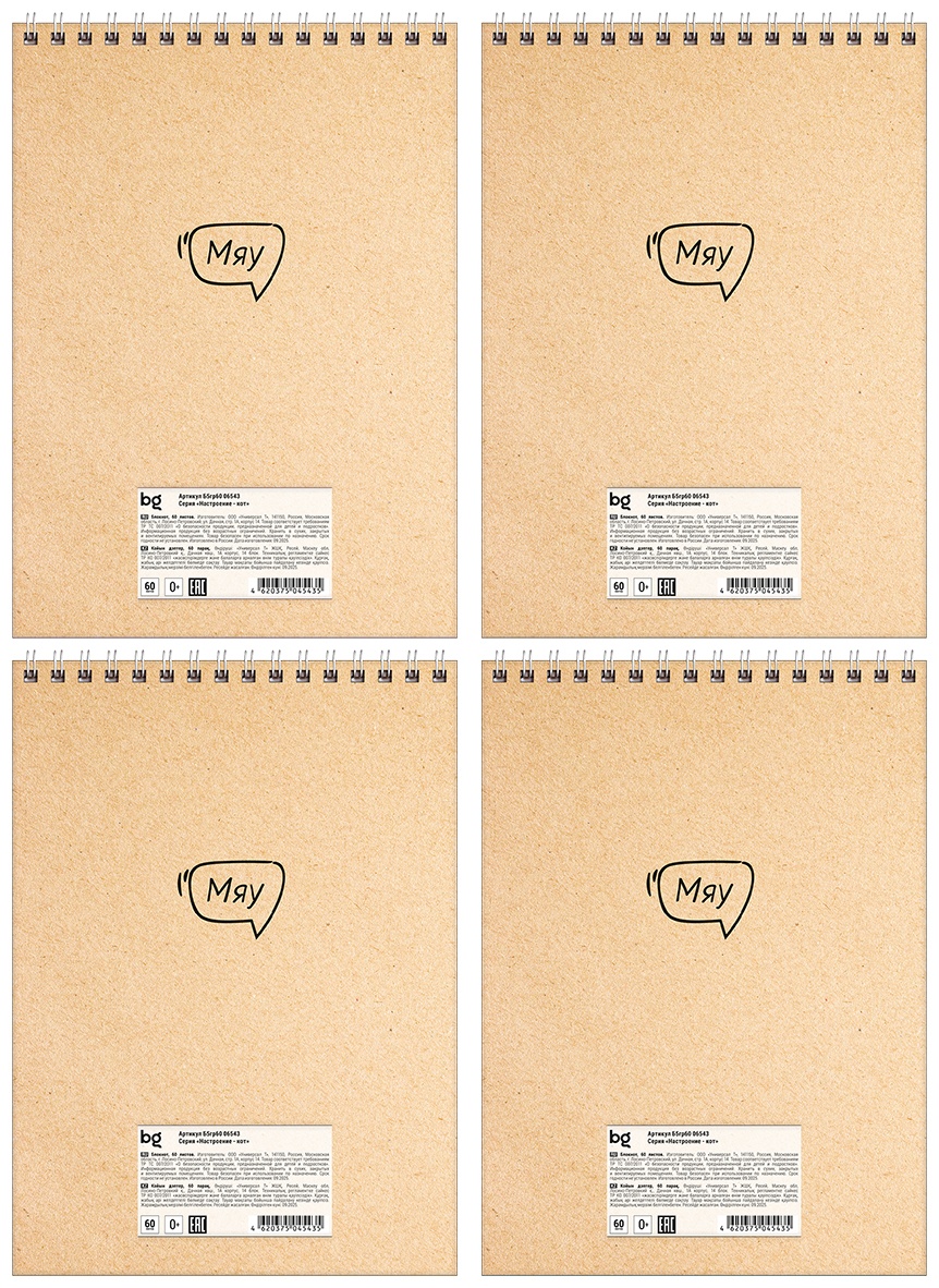 Блокнот А5 60л. на гребне BG 