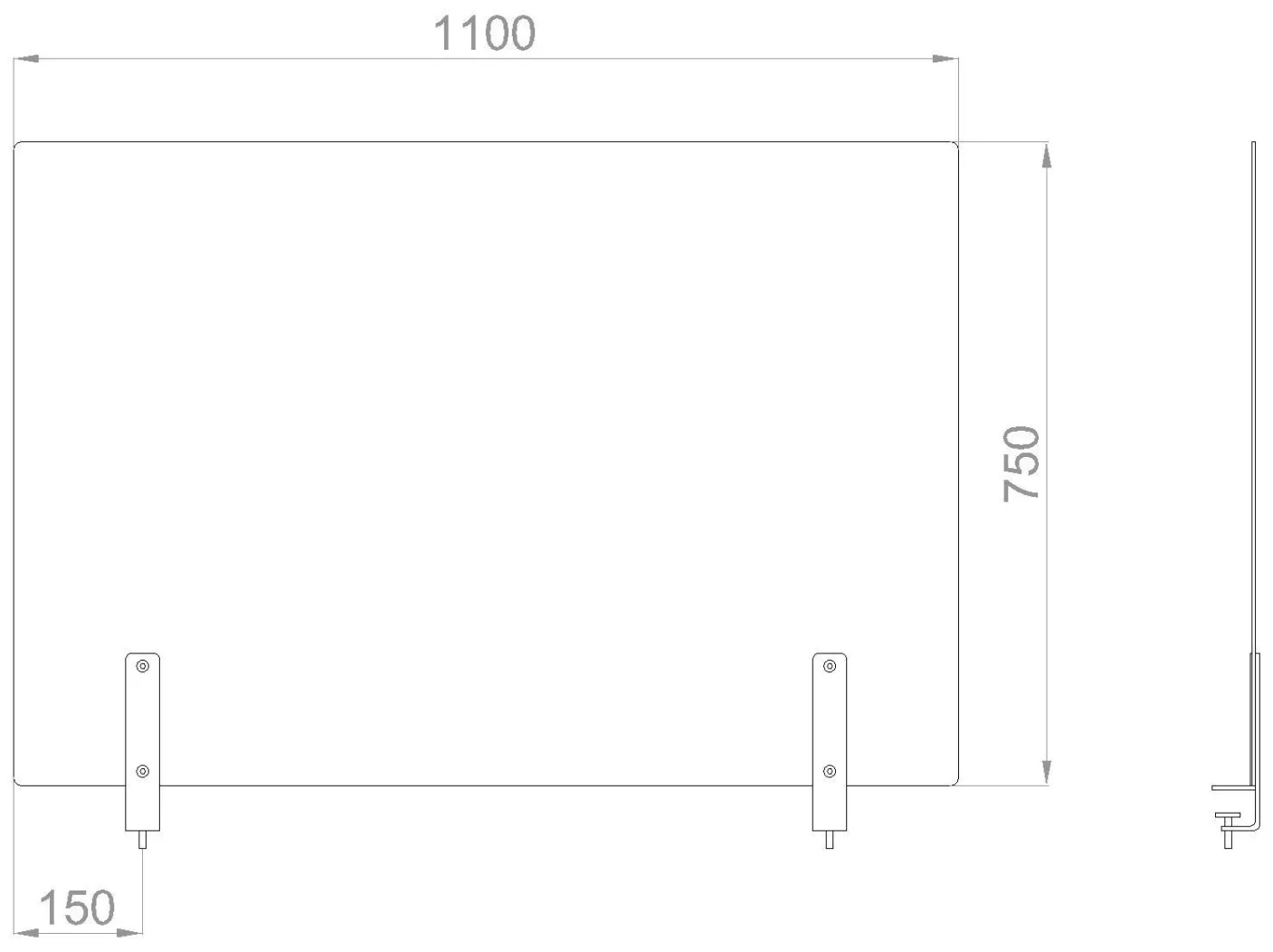 Экран BSL_защитный на 2 струбцины, акрил 1100x750x4 мм