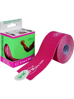 Тейп кинезио, хлоковая основа, 5х500 см, розовый, SFM-Plaster