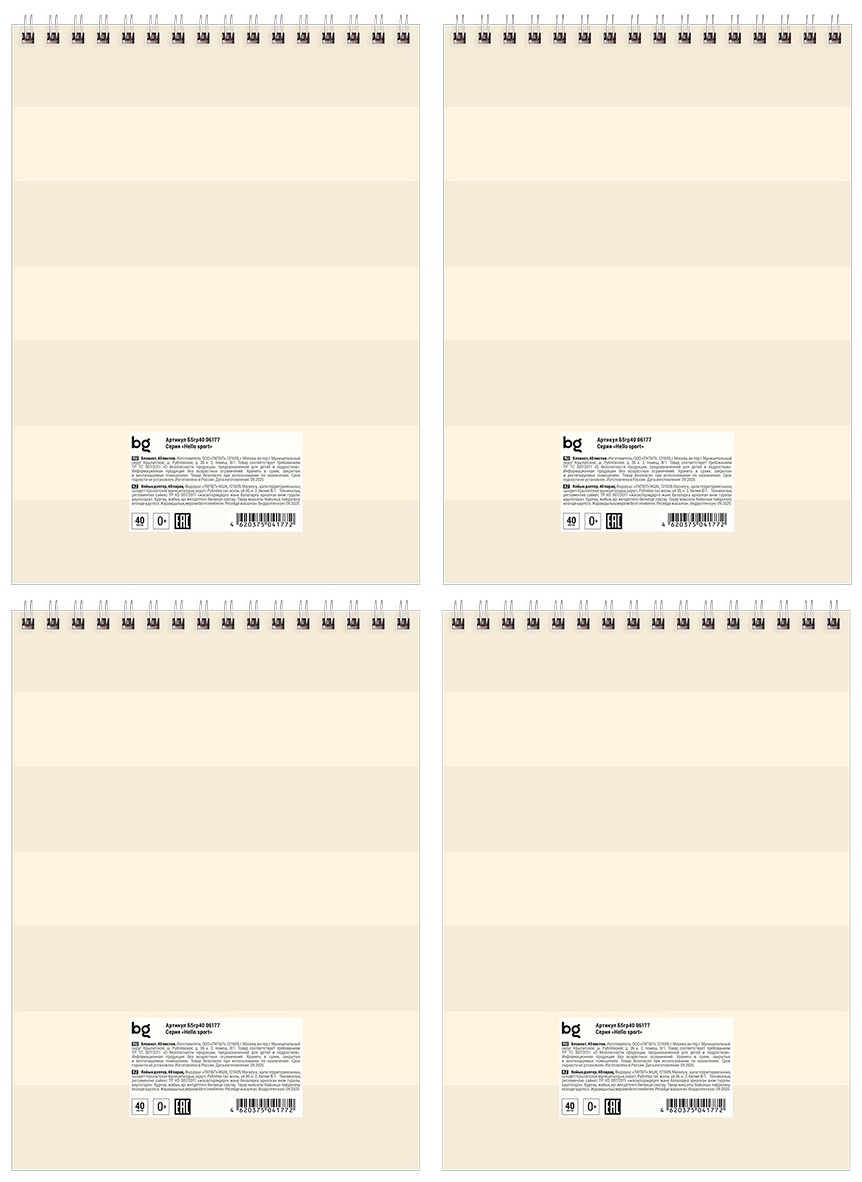 Блокнот А5 40л. на гребне BG 