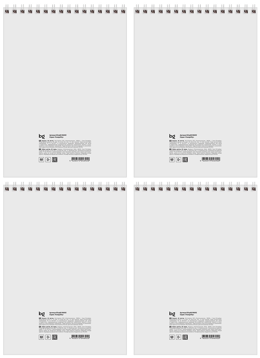 Блокнот А5 60л. на гребне BG 