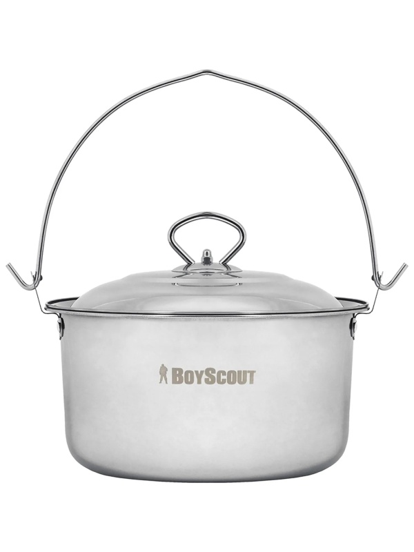 Котелок походный с крышкой, НЕРЖАВЕЮЩАЯ СТАЛЬ, 3 л, BOYSCOUT, 61161