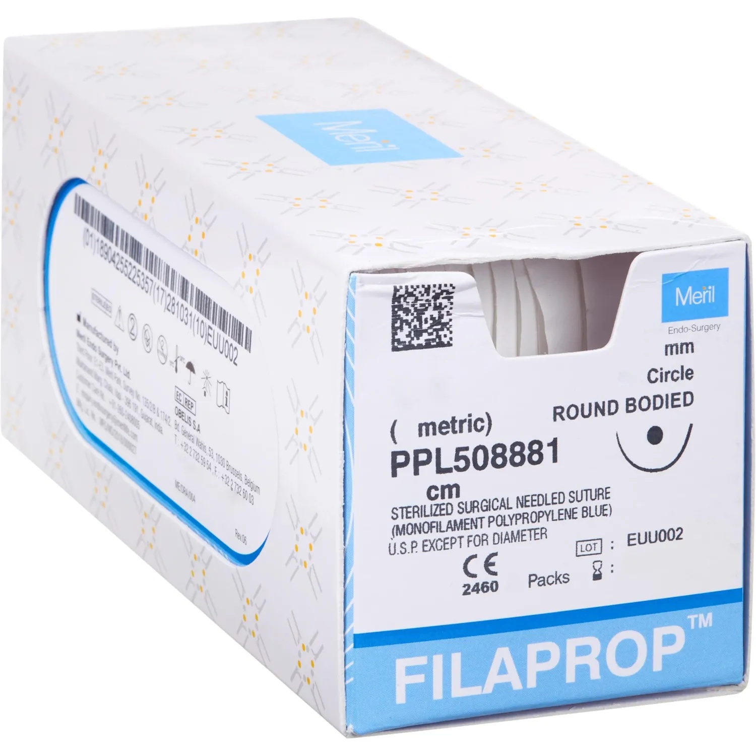 Шовный материал нить USP 3-0 (метрик 2)х75см синий, игла 22ммx1/2, 12шт/уп