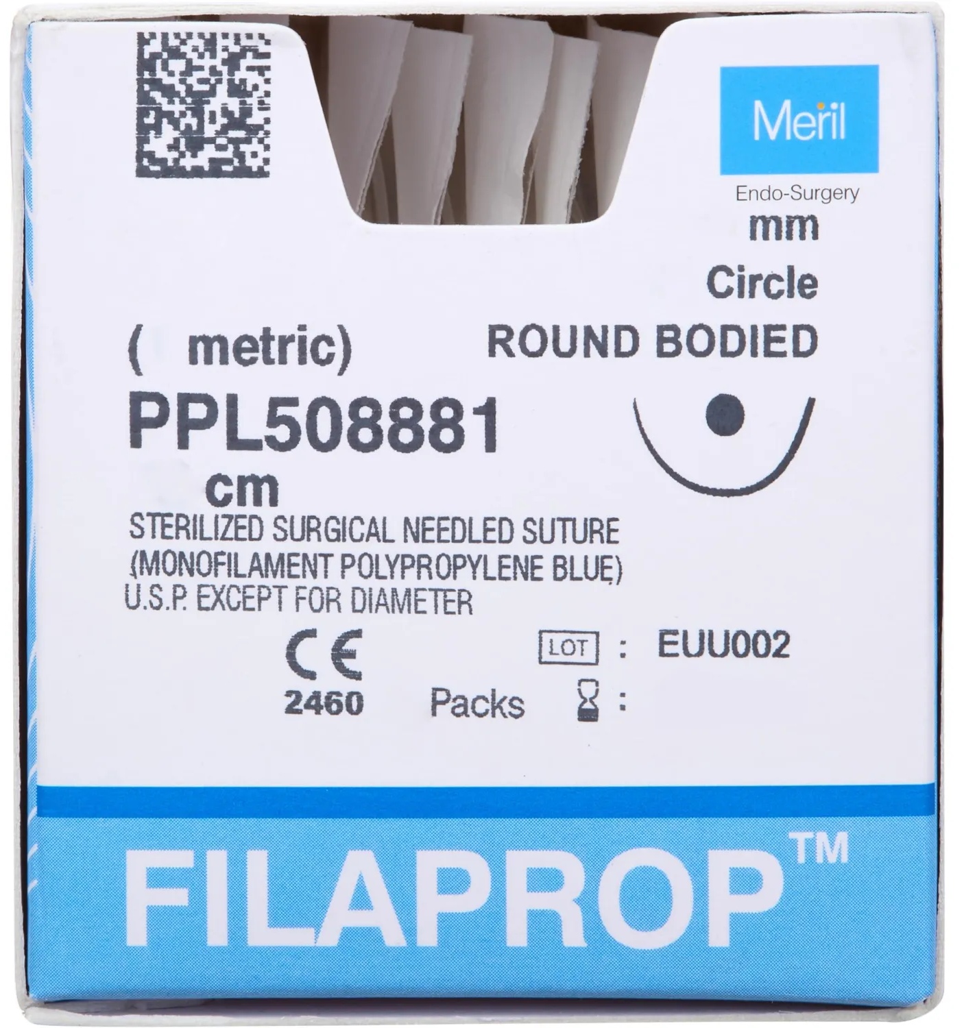 Шовный материал нить USP 3-0 (метрик 2)х75см синий, игла 22ммx1/2, 12шт/уп