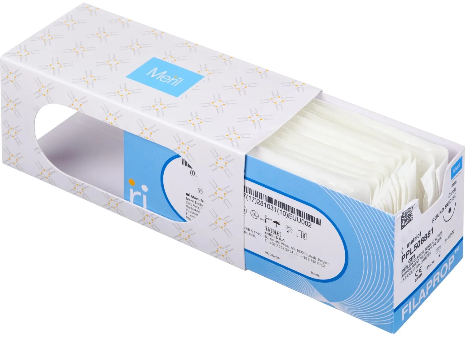 Шовный материал нить USP 3-0 (метрик 2)х75см синий, игла 22ммx1/2, 12шт/уп