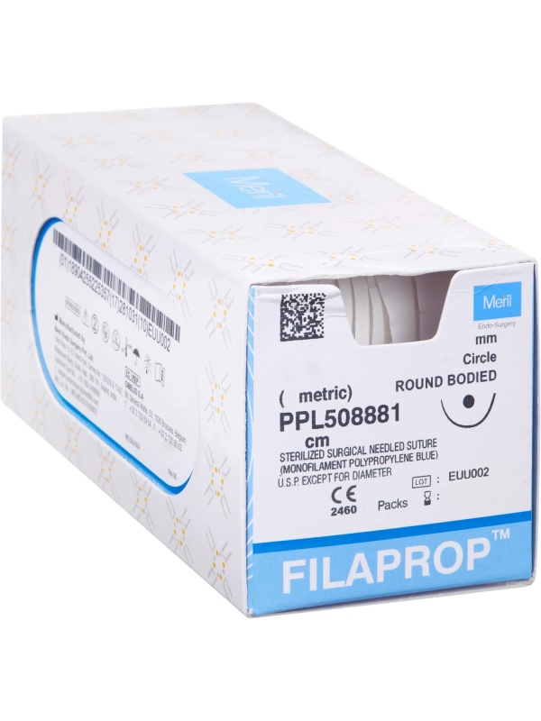 Шовный материал нить USP 3-0 (метрик 2)х75см синий, игла 22ммx1/2, 12шт/уп