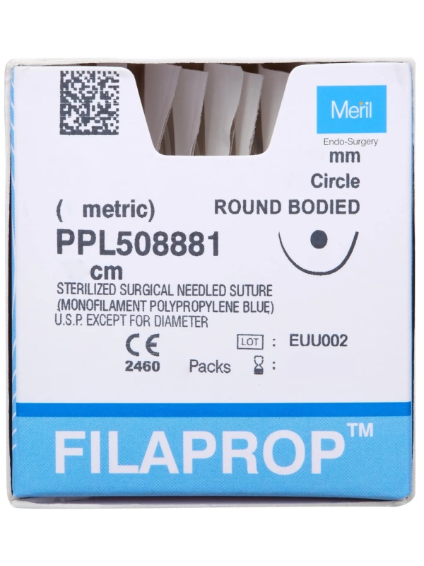 Шовный материал нить USP 3-0 (метрик 2)х75см синий, игла 22ммx1/2, 12шт/уп